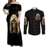 I'm Not Rude I Just Have The Balls Couples Matching Off Shoulder Maxi Dress and Long Sleeve Button Shirt - Wonder Print Shop