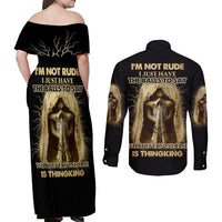 I'm Not Rude I Just Have The Balls Couples Matching Off Shoulder Maxi Dress and Long Sleeve Button Shirt - Wonder Print Shop