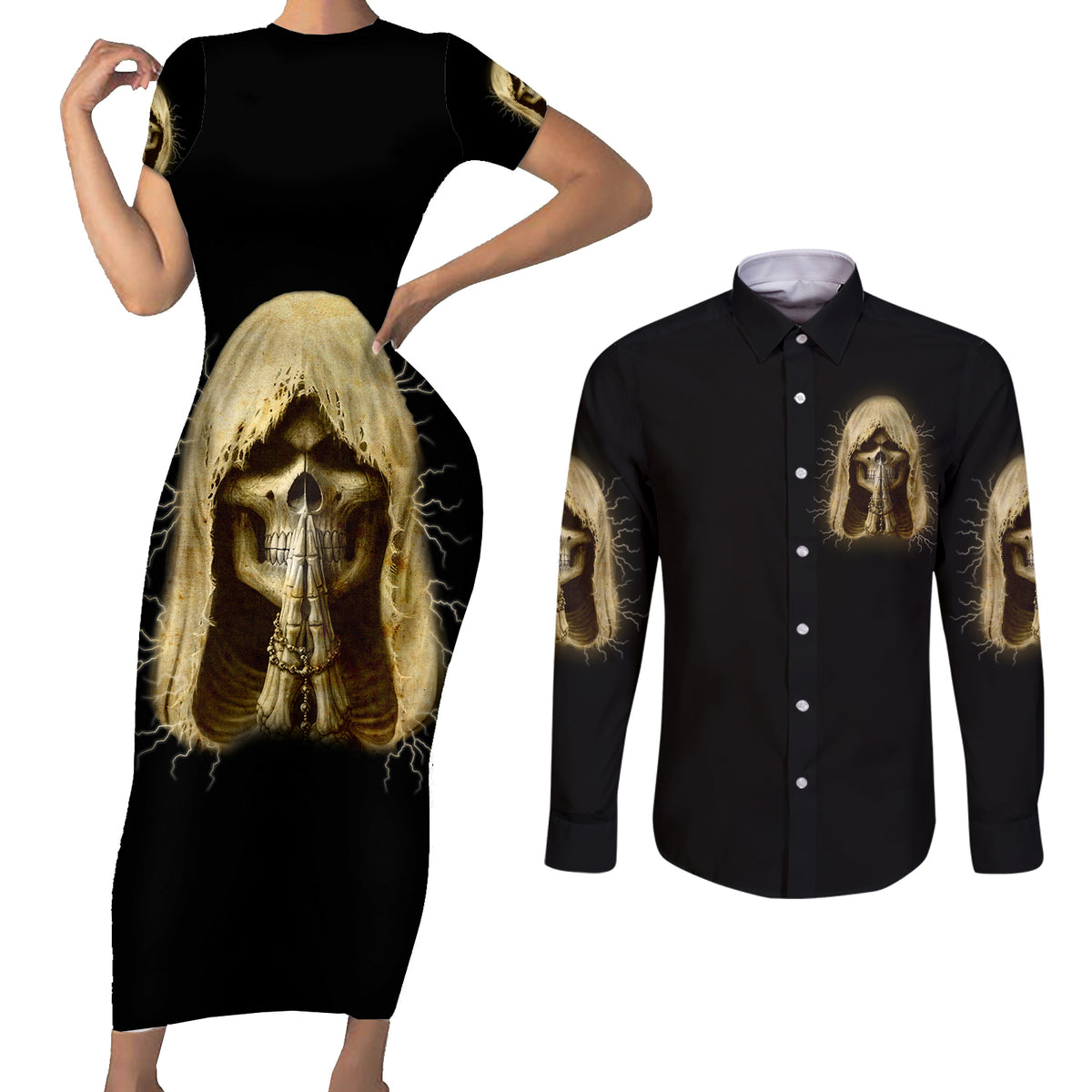 I'm Not Rude I Just Have The Balls Couples Matching Short Sleeve Bodycon Dress and Long Sleeve Button Shirt - Wonder Print Shop