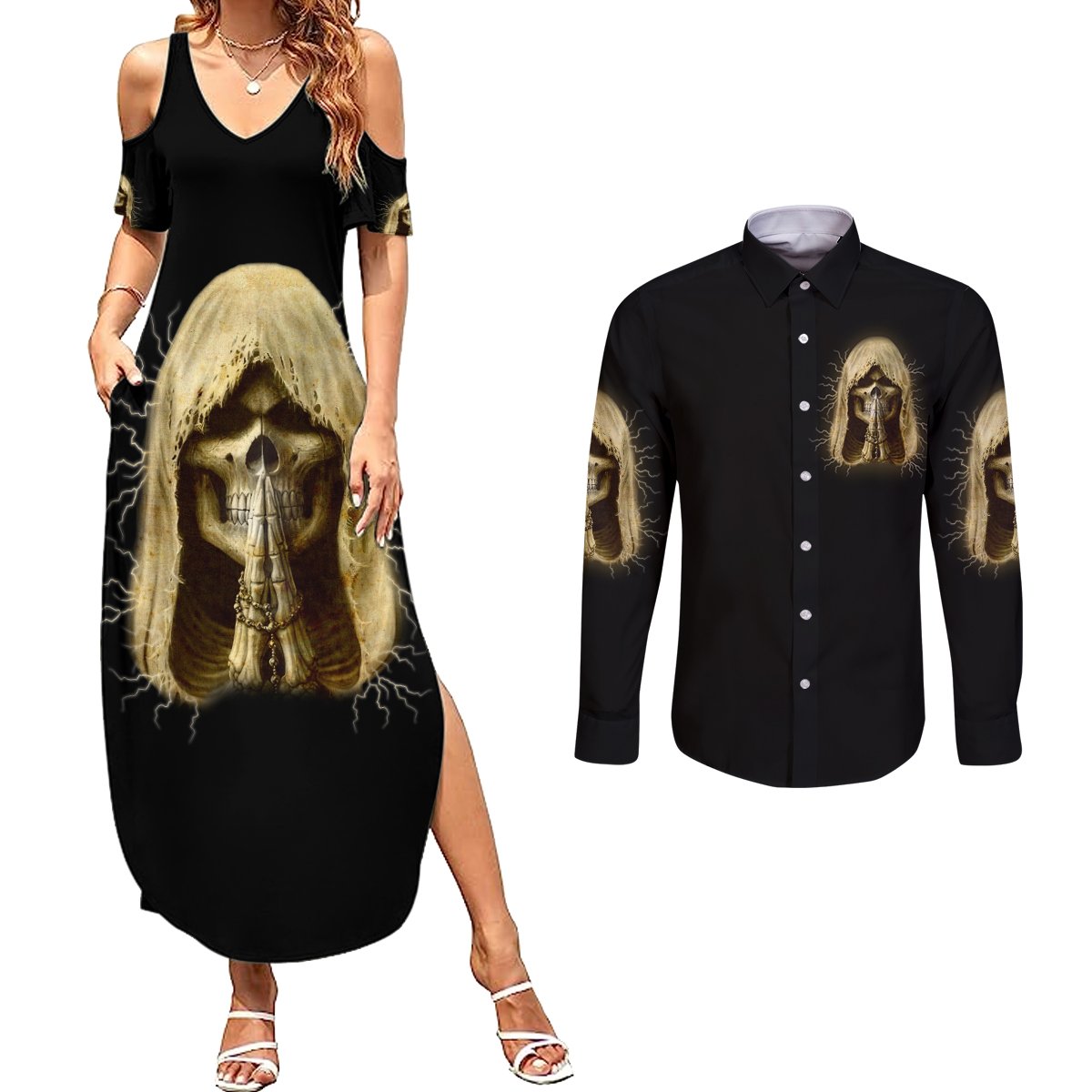 I'm Not Rude I Just Have The Balls Couples Matching Summer Maxi Dress and Long Sleeve Button Shirt - Wonder Print Shop