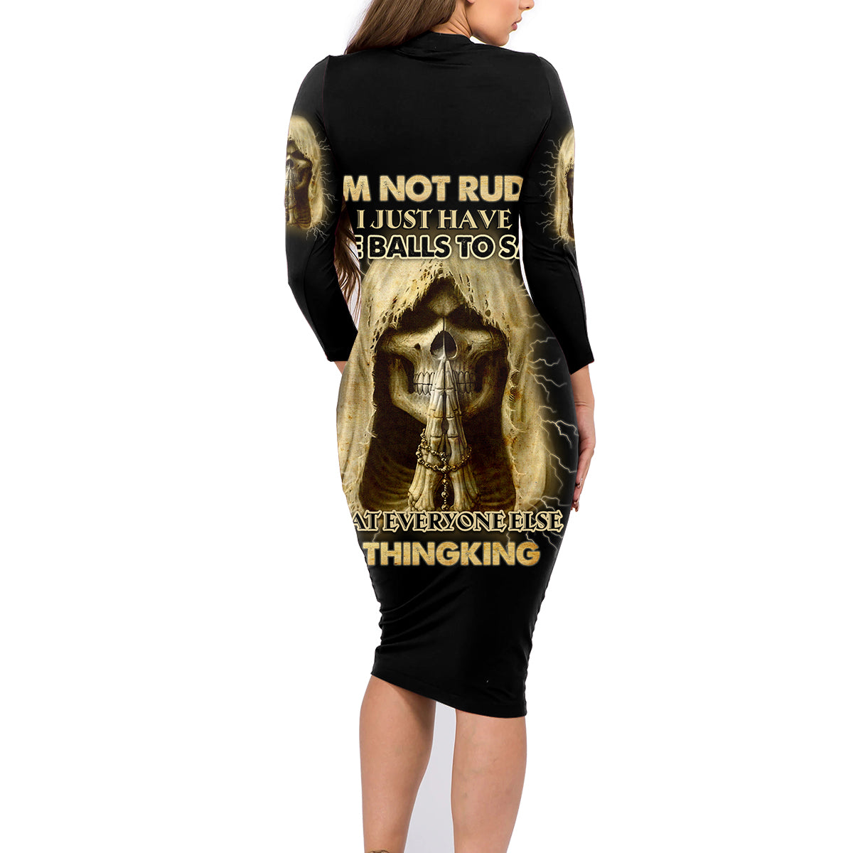I'm Not Rude I Just Have The Balls Family Matching Long Sleeve Bodycon Dress and Hawaiian Shirt - Wonder Print Shop