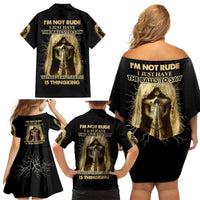 I'm Not Rude I Just Have The Balls Family Matching Off Shoulder Short Dress and Hawaiian Shirt - Wonder Print Shop