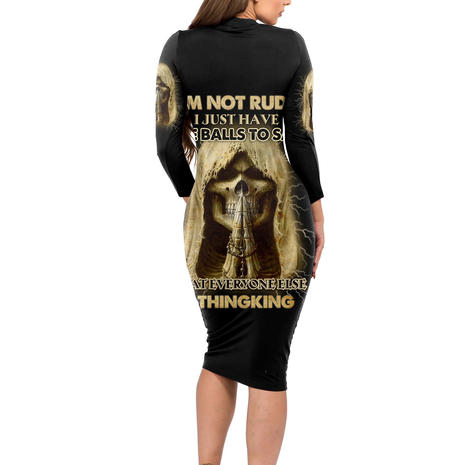 I'm Not Rude I Just Have The Balls Long Sleeve Bodycon Dress - Wonder Print Shop