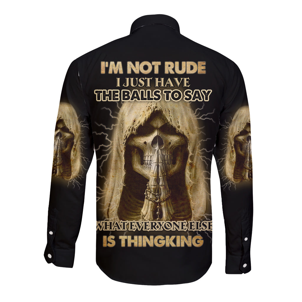 I'm Not Rude I Just Have The Balls Long Sleeve Button Shirt - Wonder Print Shop