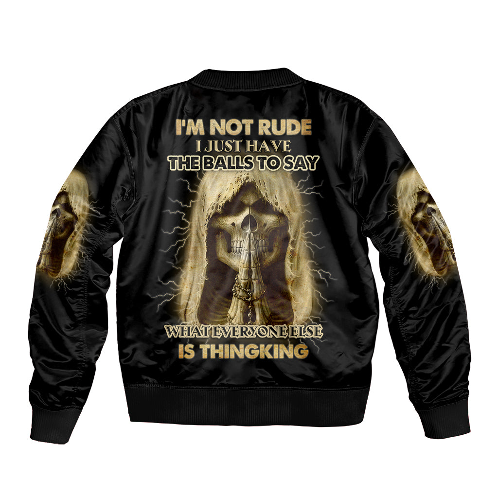 I'm Not Rude I Just Have The Balls Sleeve Zip Bomber Jacket - Wonder Print Shop