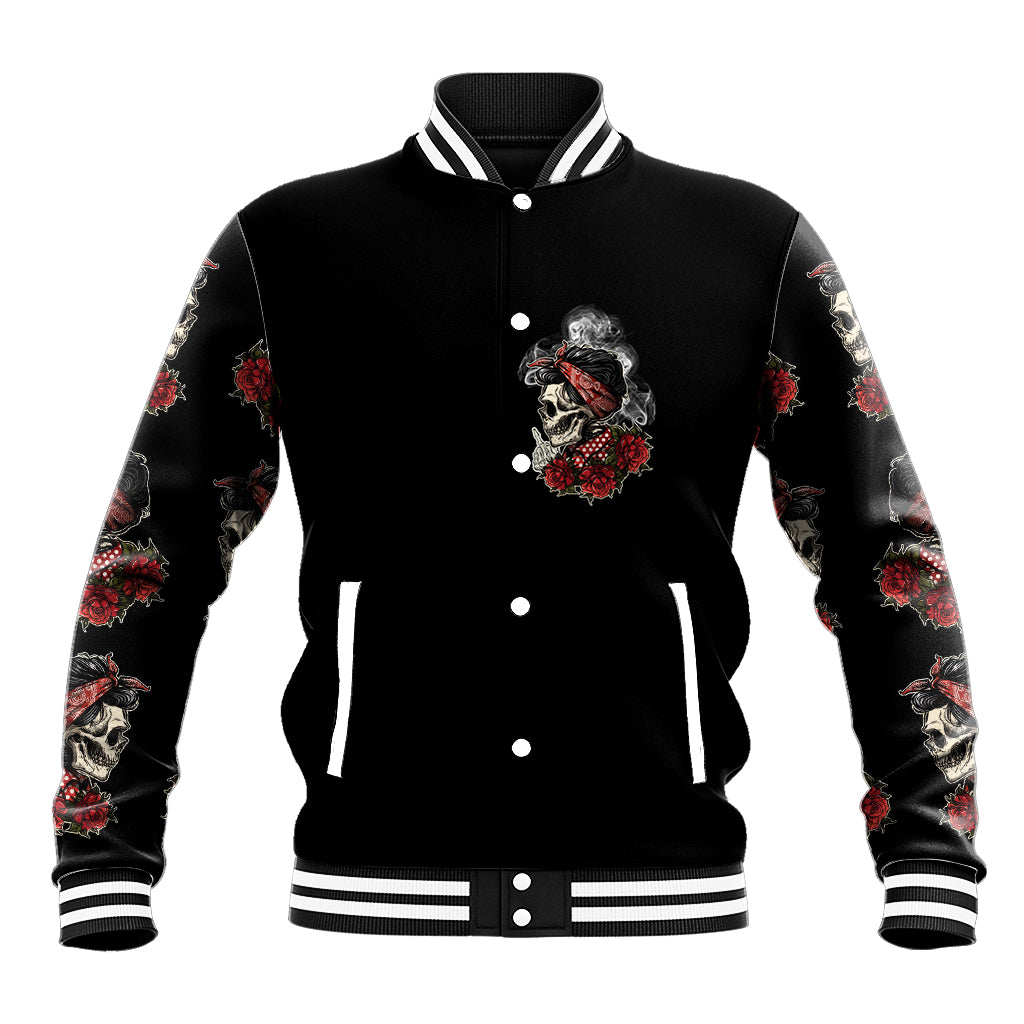 Skl Rose - Zero Fck Given Baseball Jacket - Wonder Print Shop