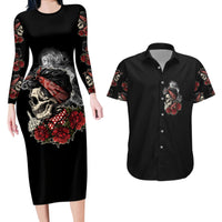 Skl Rose - Zero Fck Given Couples Matching Long Sleeve Bodycon Dress and Hawaiian Shirt - Wonder Print Shop