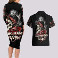 Skl Rose - Zero Fck Given Couples Matching Long Sleeve Bodycon Dress and Hawaiian Shirt - Wonder Print Shop