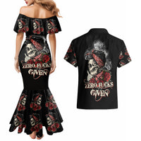 Skl Rose - Zero Fck Given Couples Matching Mermaid Dress and Hawaiian Shirt - Wonder Print Shop