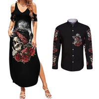 Skl Rose - Zero Fck Given Couples Matching Summer Maxi Dress and Long Sleeve Button Shirt - Wonder Print Shop
