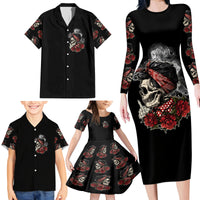 Skl Rose - Zero Fck Given Family Matching Long Sleeve Bodycon Dress and Hawaiian Shirt - Wonder Print Shop
