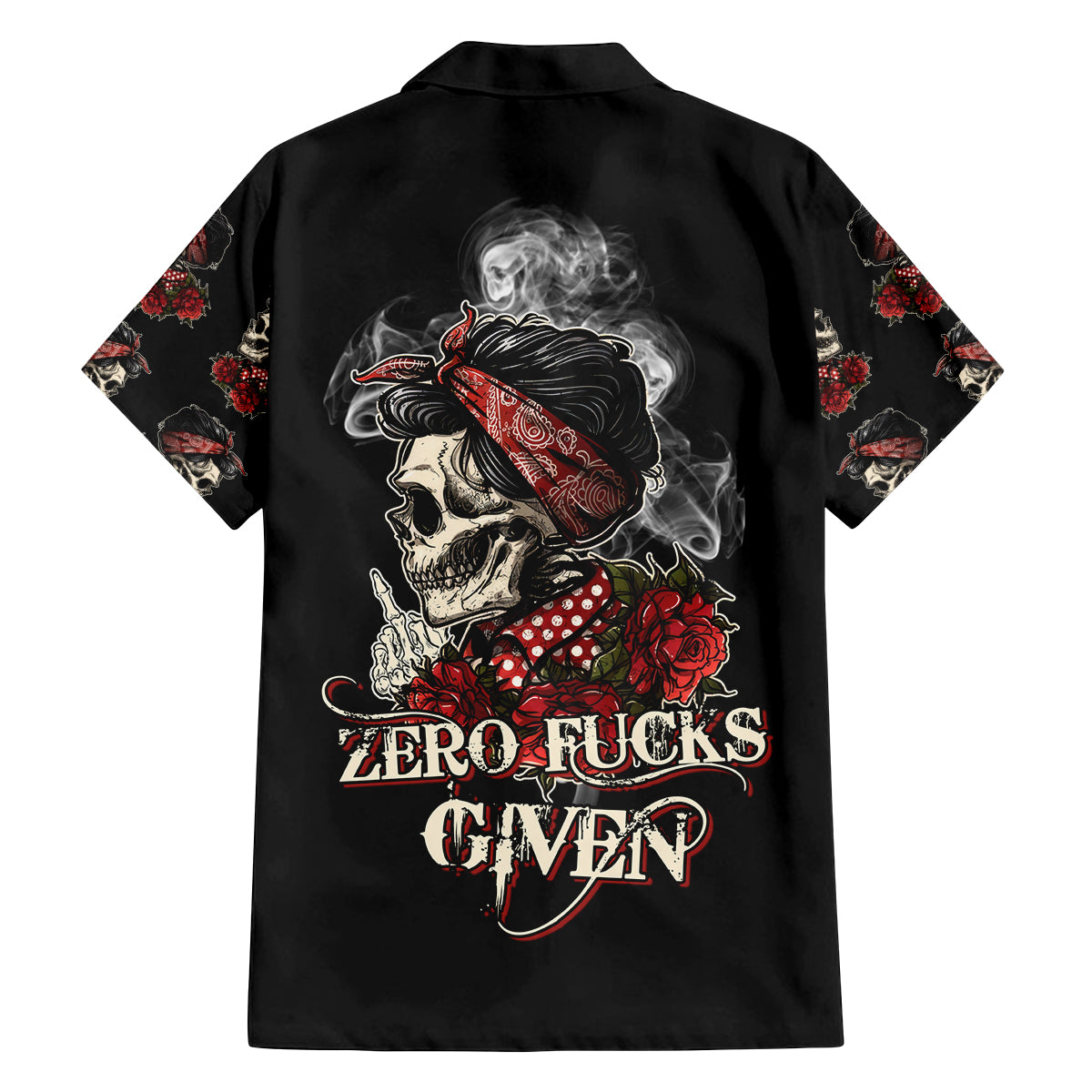 Skl Rose - Zero Fck Given Family Matching Off Shoulder Long Sleeve Dress and Hawaiian Shirt - Wonder Print Shop