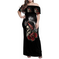 Skl Rose - Zero Fck Given Family Matching Off Shoulder Maxi Dress and Hawaiian Shirt - Wonder Print Shop