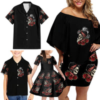Skl Rose - Zero Fck Given Family Matching Off Shoulder Short Dress and Hawaiian Shirt - Wonder Print Shop