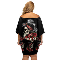 Skl Rose - Zero Fck Given Family Matching Off Shoulder Short Dress and Hawaiian Shirt - Wonder Print Shop