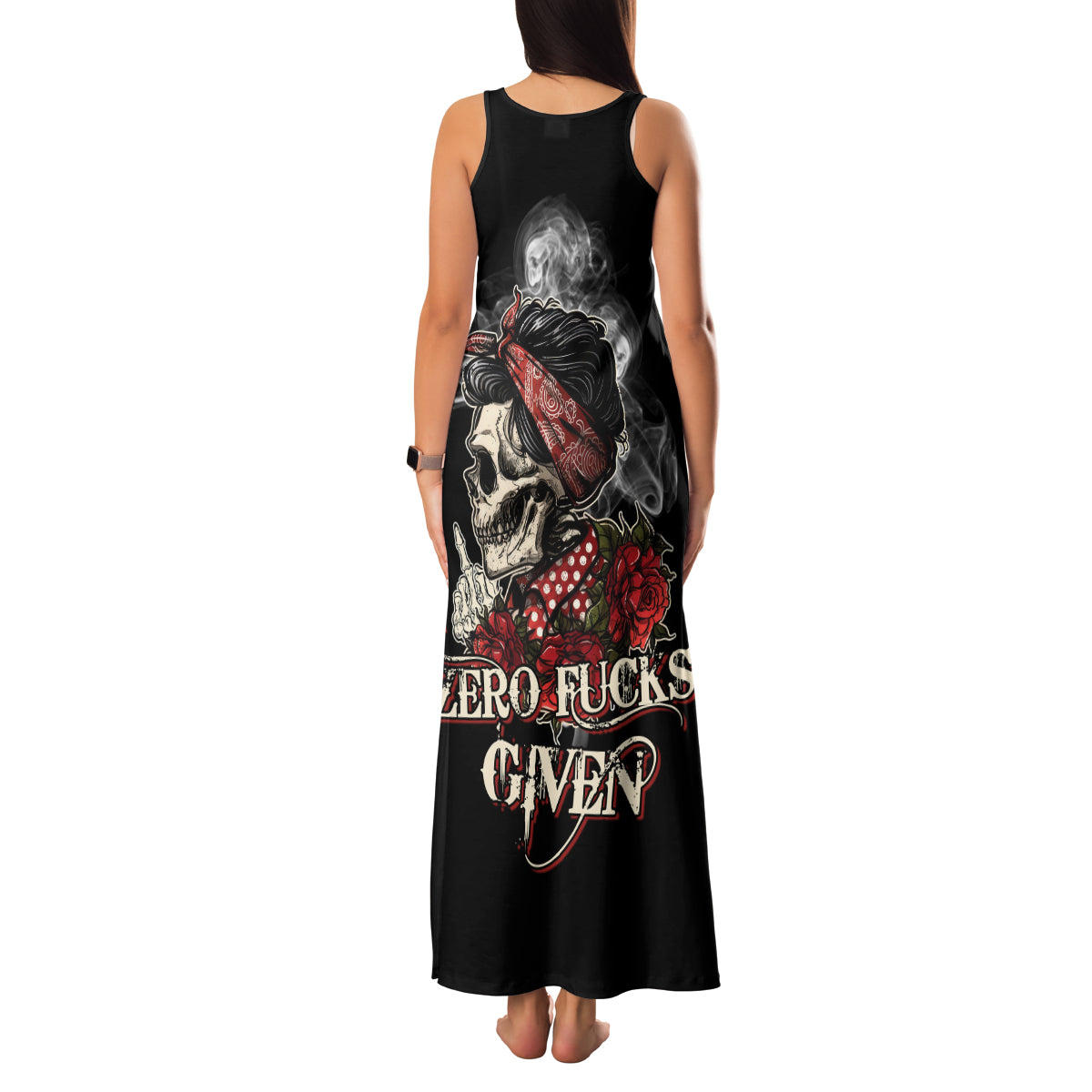 Skl Rose - Zero Fck Given Family Matching Tank Maxi Dress and Hawaiian Shirt - Wonder Print Shop