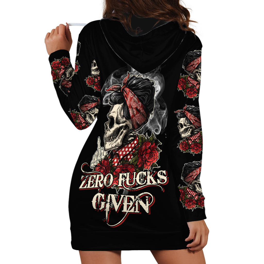 Skl Rose - Zero Fck Given Hoodie Dress - Wonder Print Shop