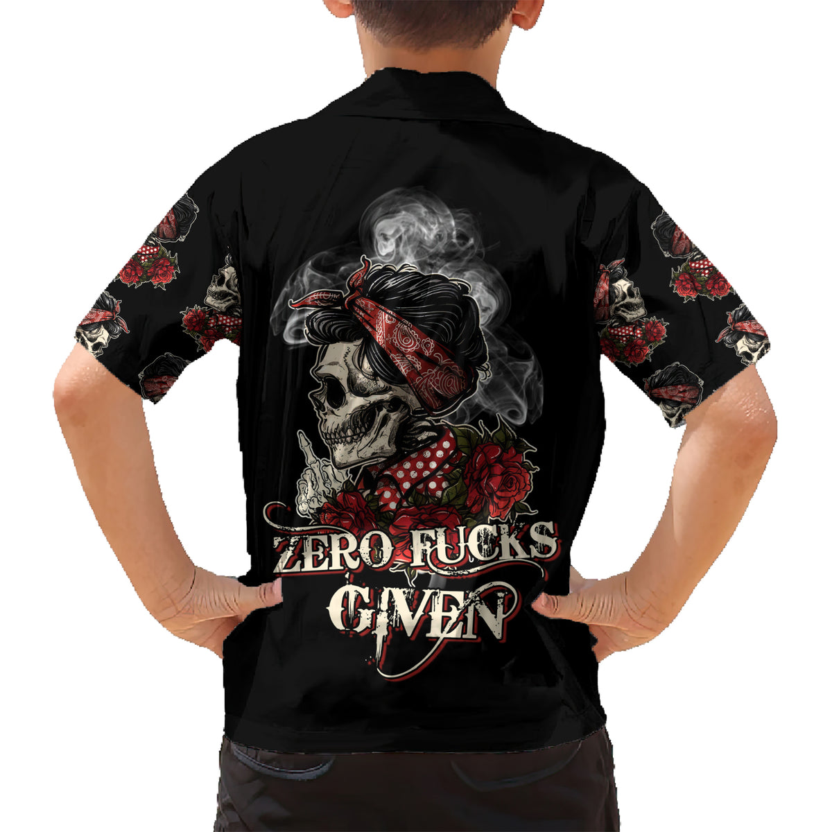 Skl Rose - Zero Fck Given Kid Hawaiian Shirt - Wonder Print Shop