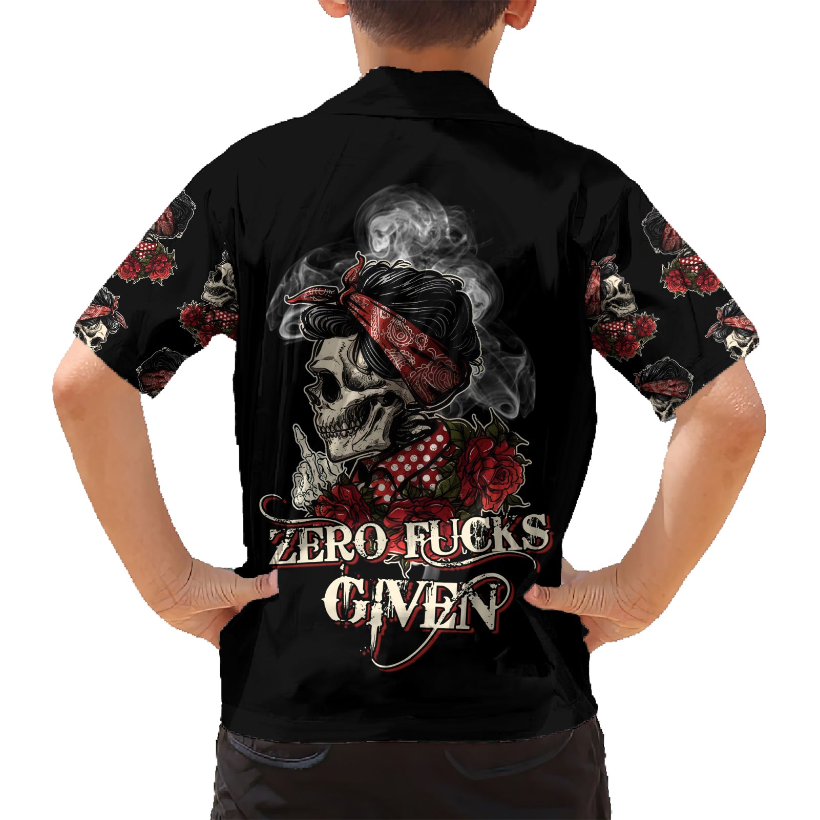 Skl Rose - Zero Fck Given Kid Hawaiian Shirt - Wonder Print Shop