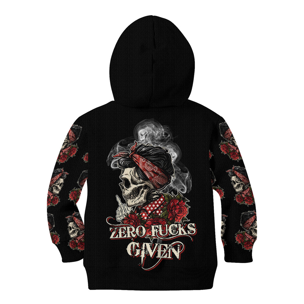 Skl Rose - Zero Fck Given Kid Hoodie - Wonder Print Shop