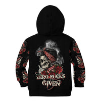 Skl Rose - Zero Fck Given Kid Hoodie - Wonder Print Shop