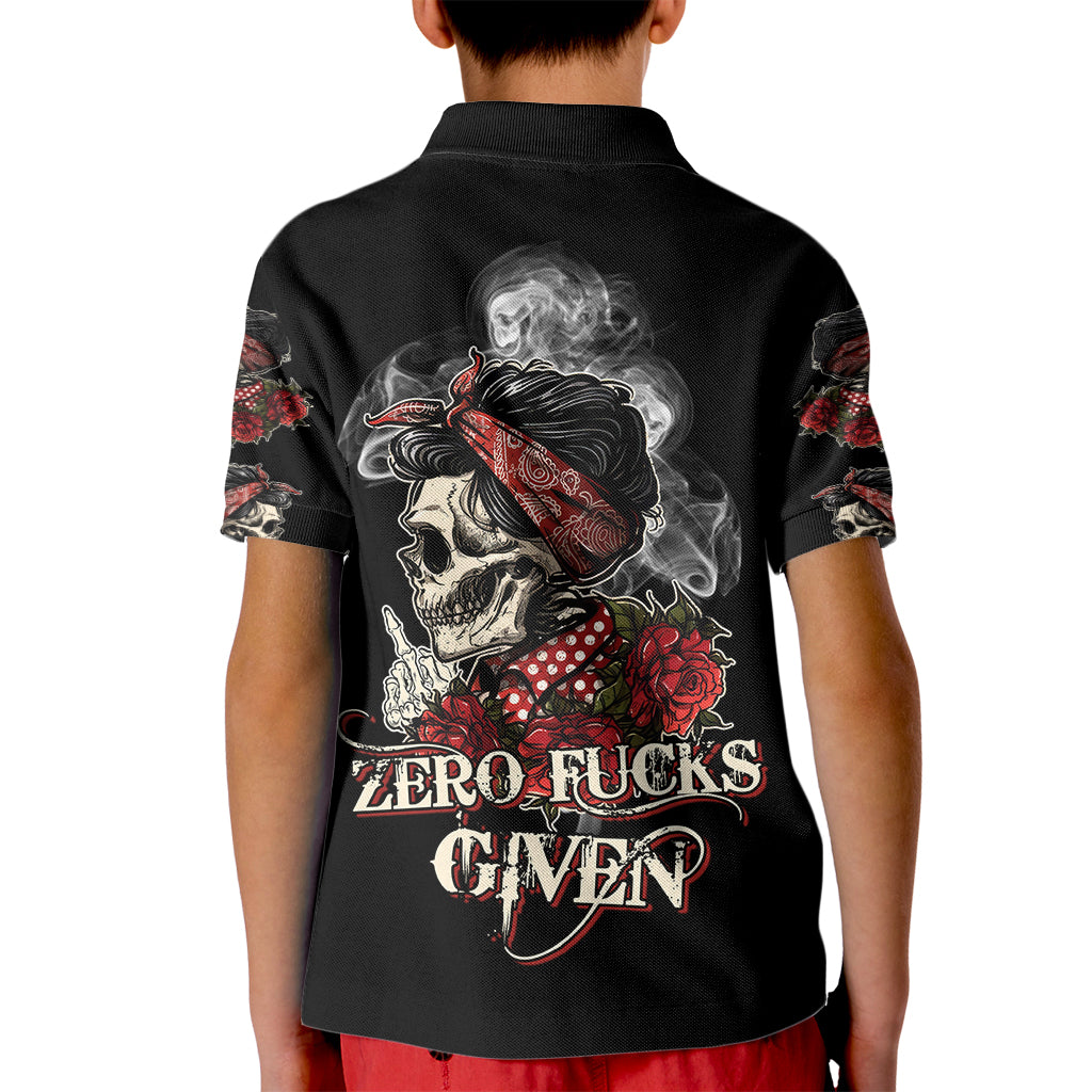 Skl Rose - Zero Fck Given Kid Polo Shirt - Wonder Print Shop