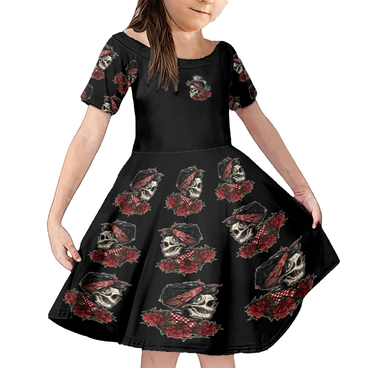 Skl Rose - Zero Fck Given Kid Short Sleeve Dress - Wonder Print Shop
