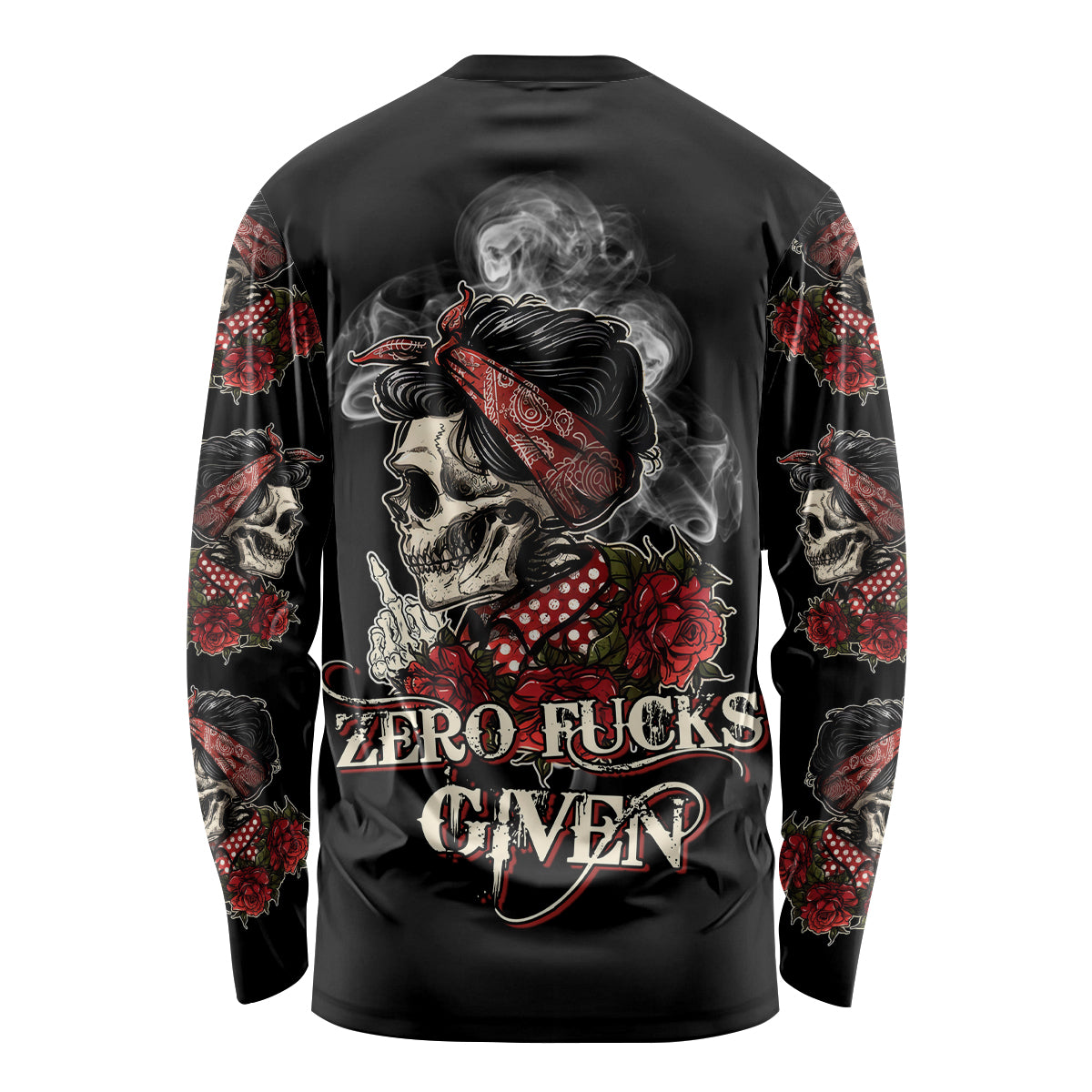 Skl Rose - Zero Fck Given Long Sleeve Shirt - Wonder Print Shop