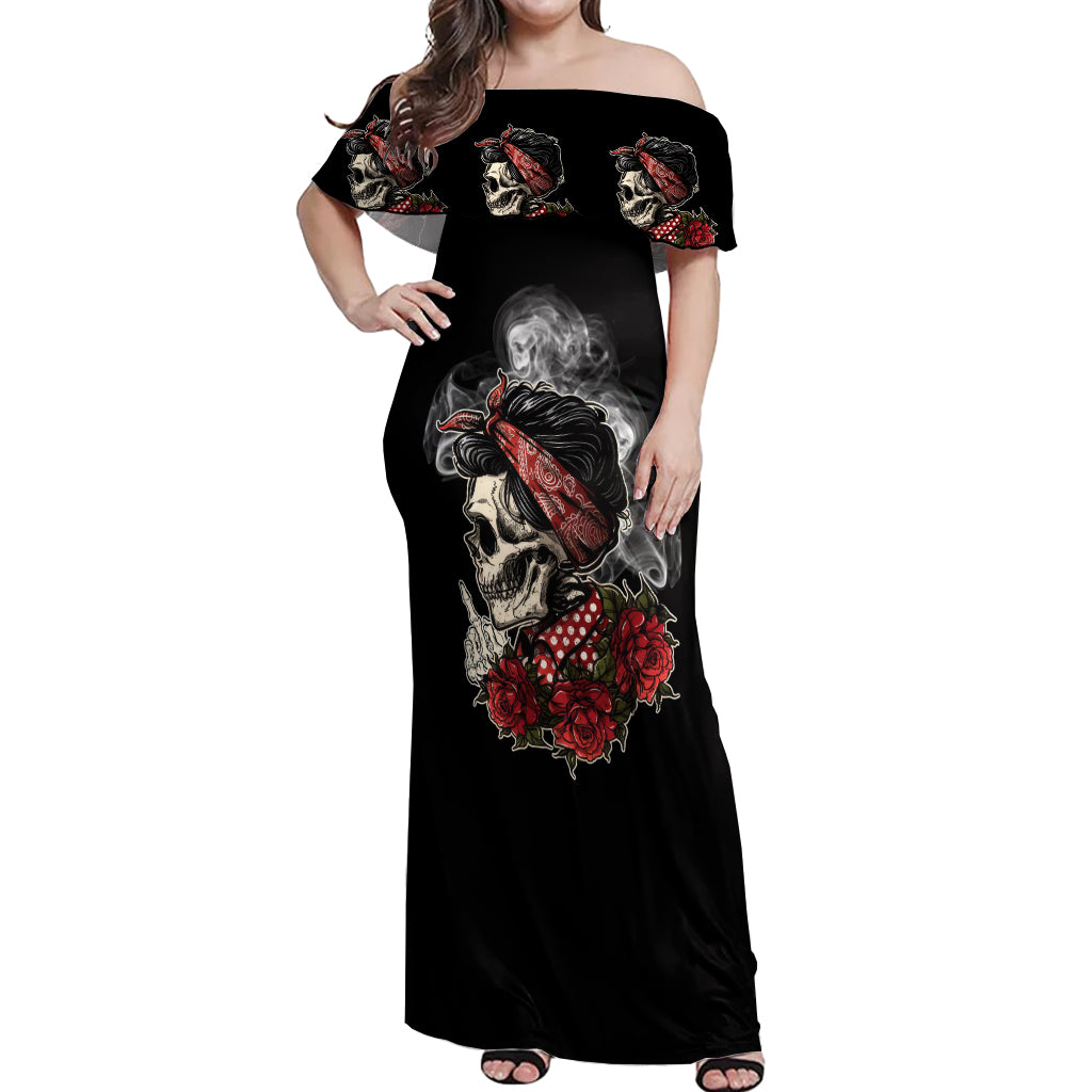 Skl Rose - Zero Fck Given Off Shoulder Maxi Dress - Wonder Print Shop