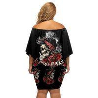 Skl Rose - Zero Fck Given Off Shoulder Short Dress - Wonder Print Shop