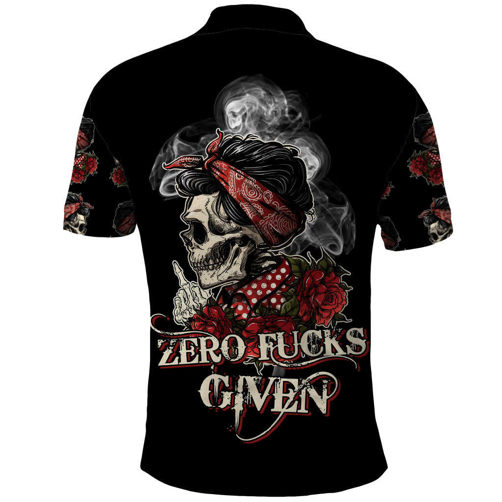 Skl Rose - Zero Fck Given Polo Shirt - Wonder Print Shop