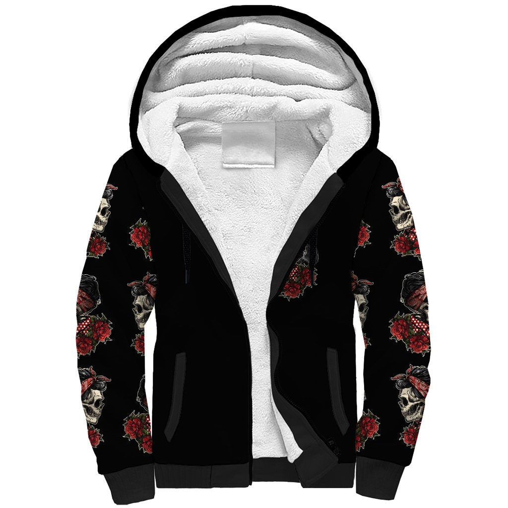 Skl Rose - Zero Fck Given Sherpa Hoodie - Wonder Print Shop