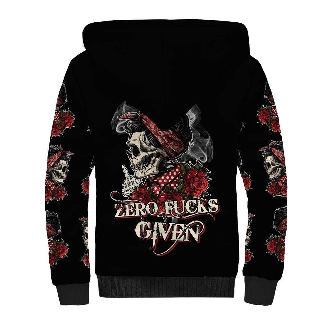Skl Rose - Zero Fck Given Sherpa Hoodie - Wonder Print Shop