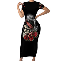 Skl Rose - Zero Fck Given Short Sleeve Bodycon Dress - Wonder Print Shop