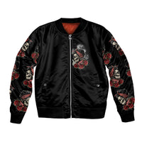 Skl Rose - Zero Fck Given Sleeve Zip Bomber Jacket - Wonder Print Shop