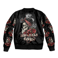 Skl Rose - Zero Fck Given Sleeve Zip Bomber Jacket - Wonder Print Shop