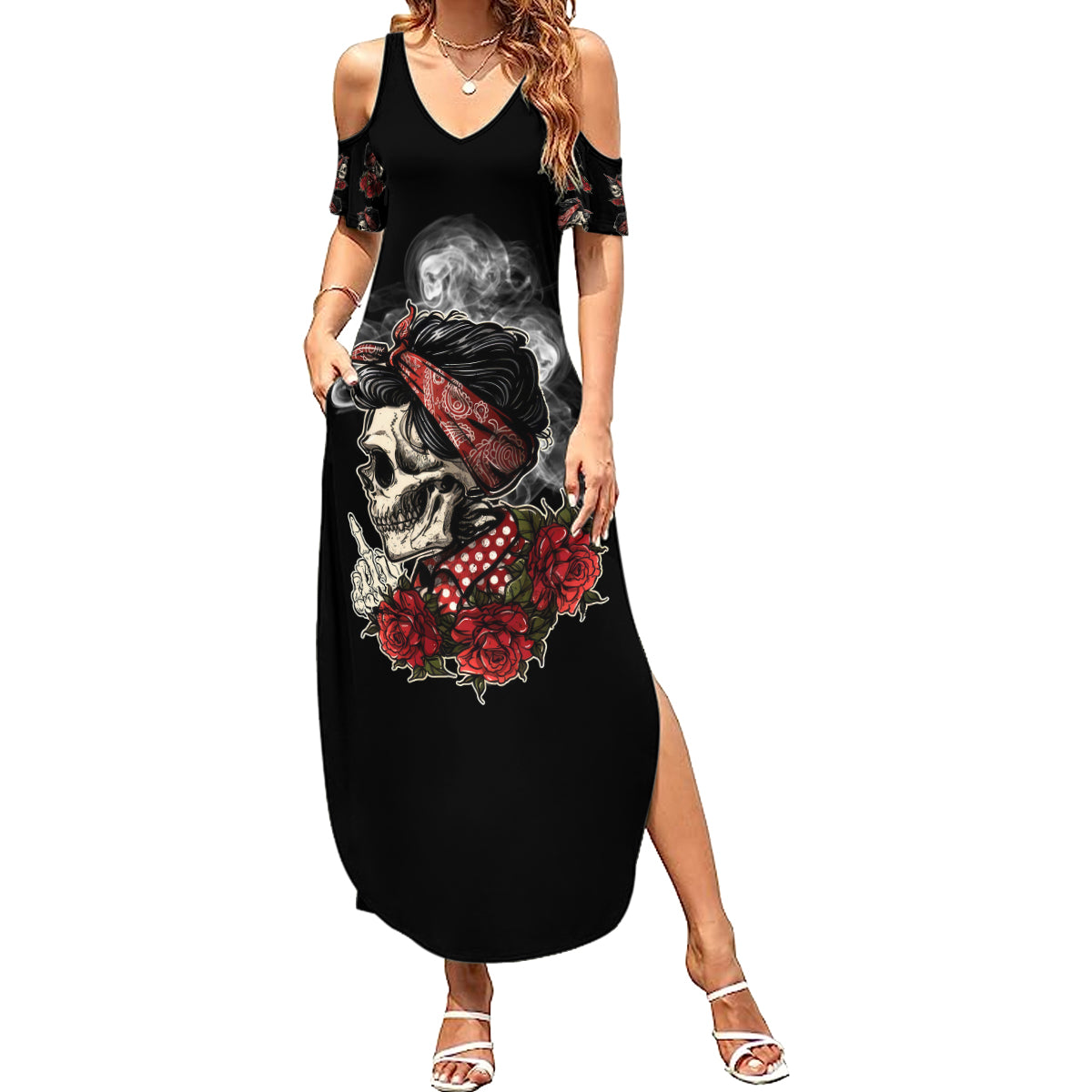 Skl Rose - Zero Fck Given Summer Maxi Dress - Wonder Print Shop