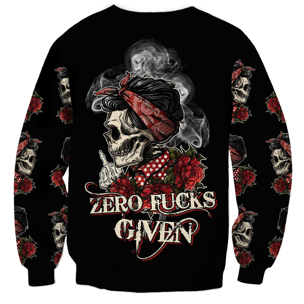 Skl Rose - Zero Fck Given Sweatshirt - Wonder Print Shop