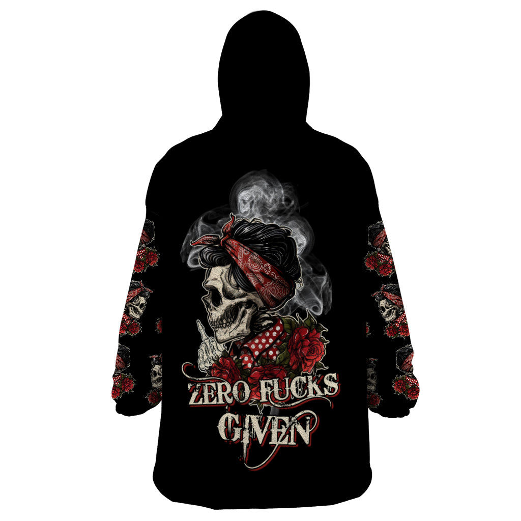 Skl Rose - Zero Fck Given Wearable Blanket Hoodie - Wonder Print Shop