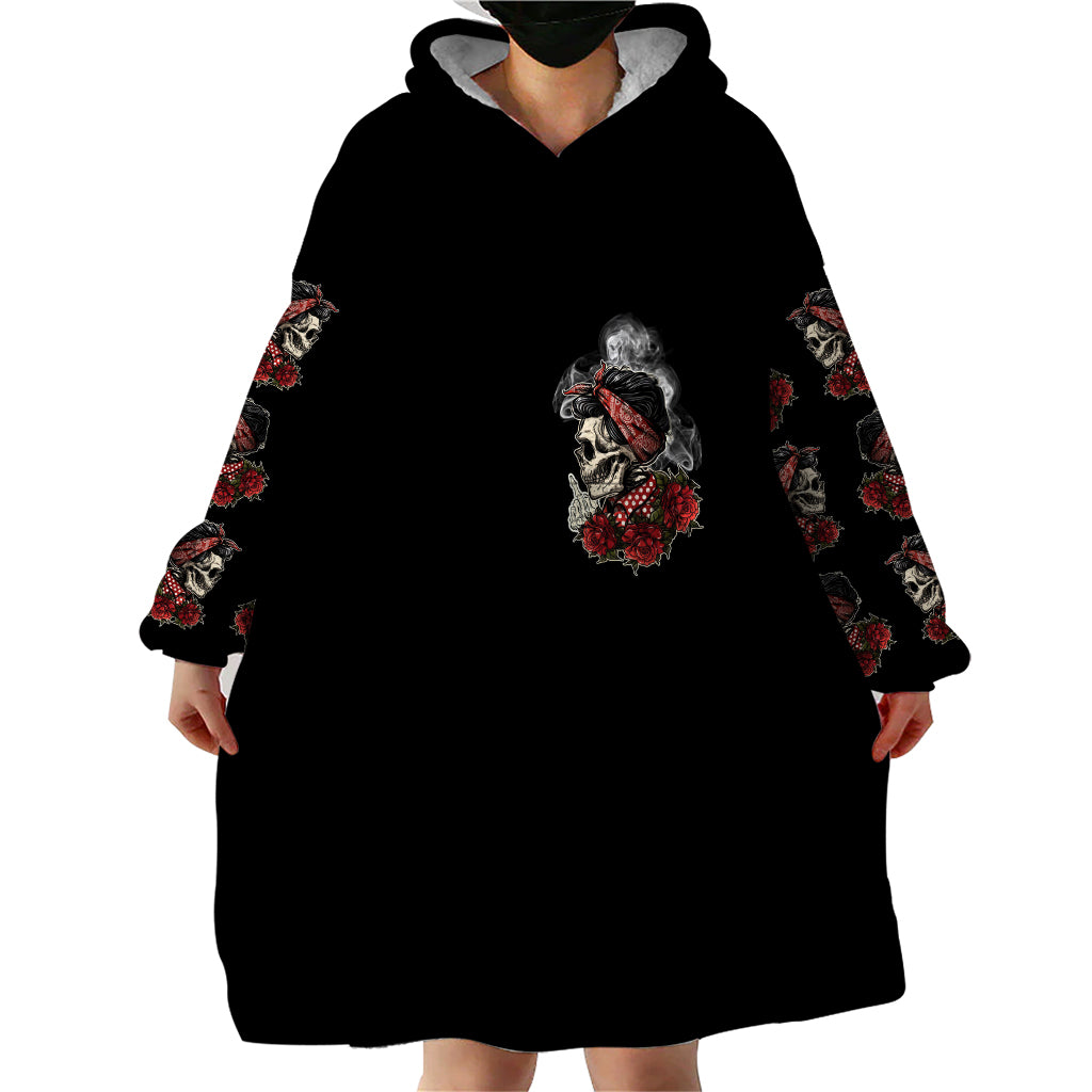 Skl Rose - Zero Fck Given Wearable Blanket Hoodie - Wonder Print Shop