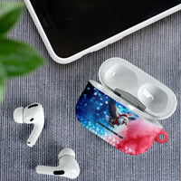 USA Christmas AirPods Case with Santa Eagle Red White Blue Snowflake Pattern and American Flag - Wonder Print Shop