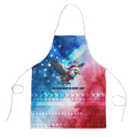 USA Christmas Apron with Santa Eagle Red White Blue Snowflake Pattern and American Flag - Wonder Print Shop