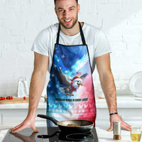 USA Christmas Apron with Santa Eagle Red White Blue Snowflake Pattern and American Flag - Wonder Print Shop