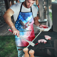 USA Christmas Apron with Santa Eagle Red White Blue Snowflake Pattern and American Flag - Wonder Print Shop
