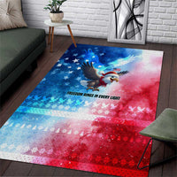 USA Christmas Area Rug with Santa Eagle Red White Blue Snowflake Pattern and American Flag - Wonder Print Shop