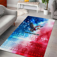 USA Christmas Area Rug with Santa Eagle Red White Blue Snowflake Pattern and American Flag - Wonder Print Shop