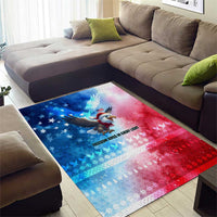 USA Christmas Area Rug with Santa Eagle Red White Blue Snowflake Pattern and American Flag - Wonder Print Shop