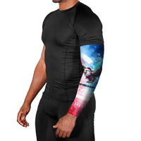 USA Christmas Arm Sleeves with Santa Eagle Red White Blue Snowflake Pattern and American Flag - Wonder Print Shop