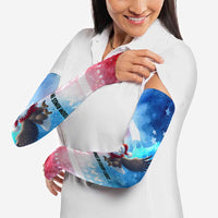 USA Christmas Arm Sleeves with Santa Eagle Red White Blue Snowflake Pattern and American Flag - Wonder Print Shop