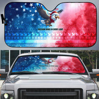 USA Christmas Auto Sun Shade with Santa Eagle Red White Blue Snowflake Pattern and American Flag - Wonder Print Shop